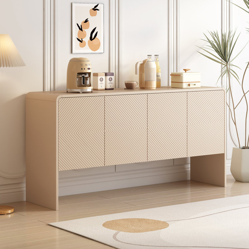 Minimalist Style 60"L Large Storage Space Sideboard With 4 Doors And Rebound Device For Living Room And Entryway