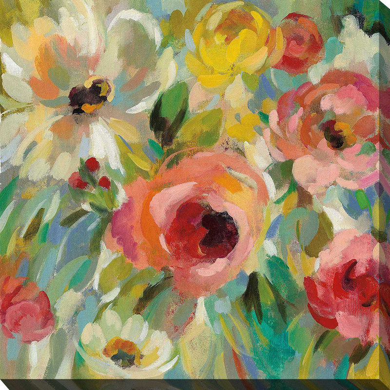 «Vivid Coral Floral I I», reproduction d'art, Toile tendue, H 28 po x l 28 po x P 1,5 po
