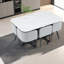 Ensemble de table à manger moderne gris avec six chaises en polyuréthane, multifonctionnel et élégant pour la maison
