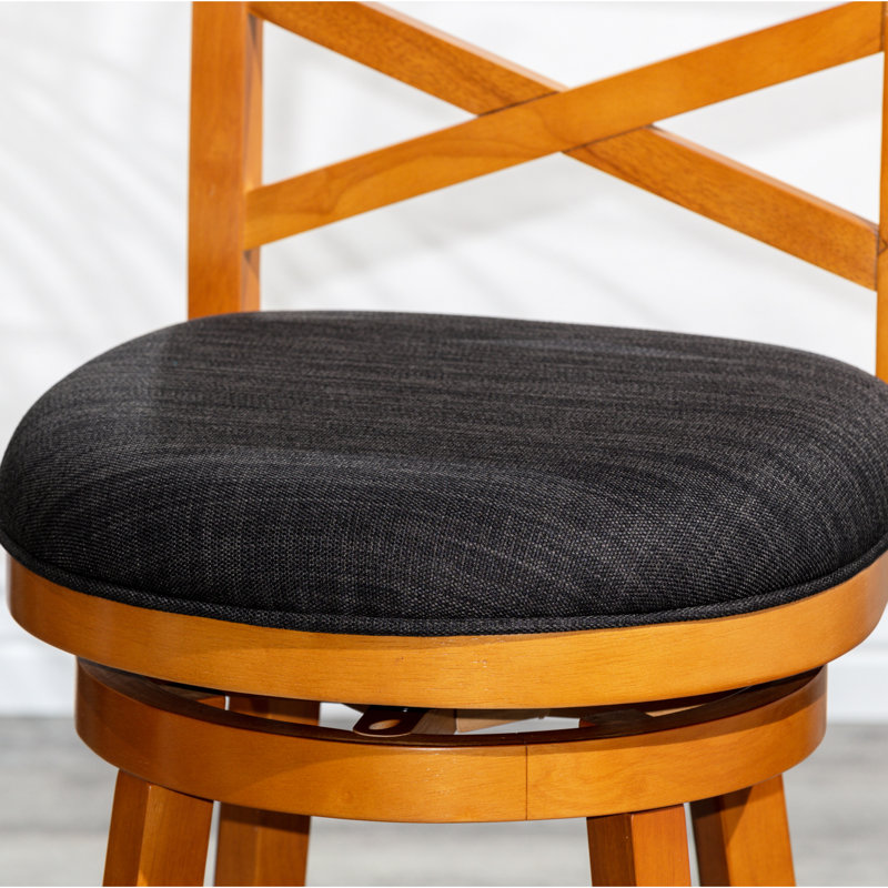 Tabouret de 30 po au fini naturel avec siège confortable en tissu gris anthracite, Bar Stool (30"Seat Height)
