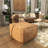 Brown Leather Low Profile Square Stuffed Pouf with Patchwork Design, 28" x 28" x 19"-1517047281
