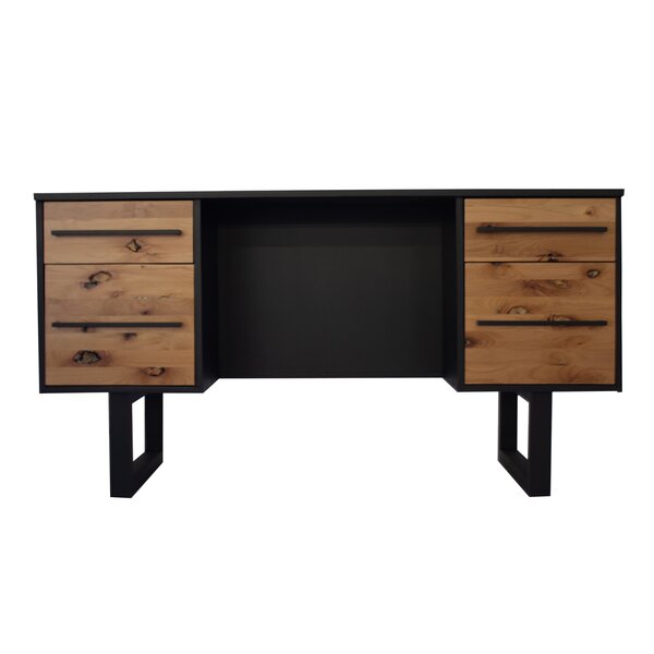 17 Stories Solid Wood Top Executive Desk 