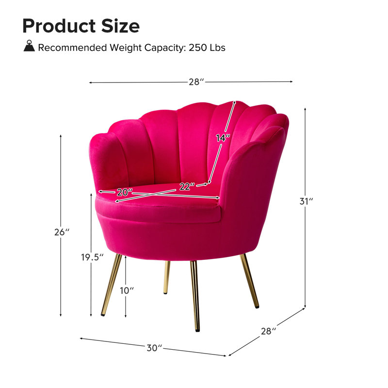 Fauteuil demi-tonneau Hendrix, Velours fuchsia