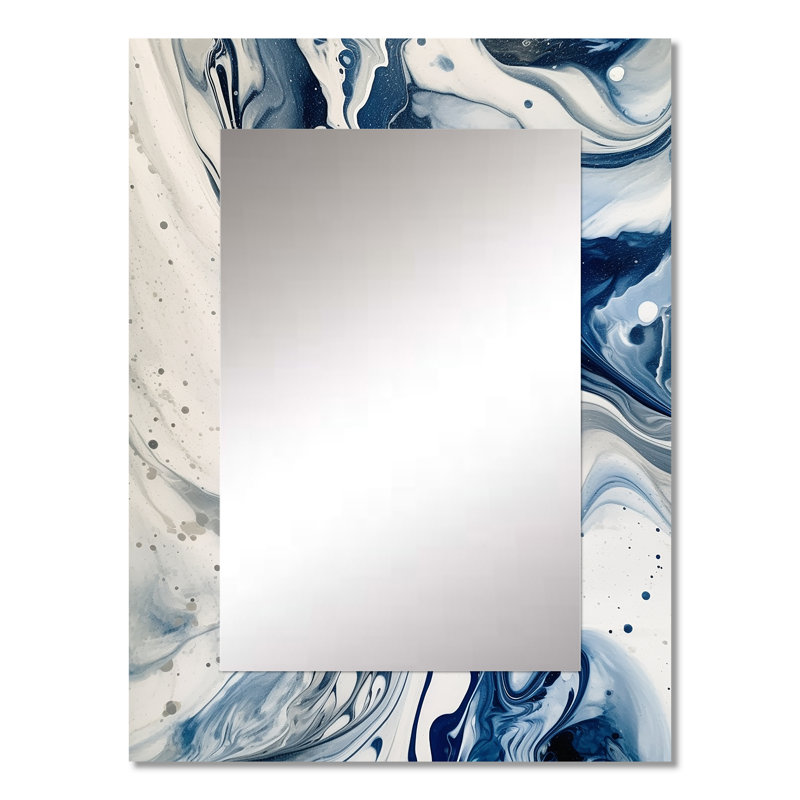 Blue and Grey Ethereal Elixir IV - Abstract Mirror, Modern Unique Wall Mirror, Printed Metal Art, 32" x 24"