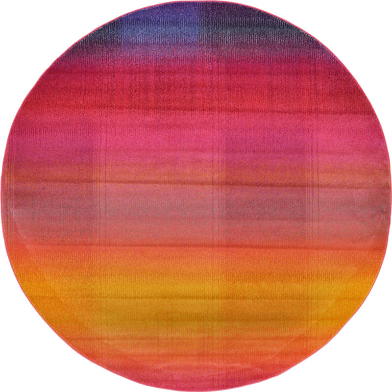 Eddins Washable Striped Indoor Rug, Round 8'