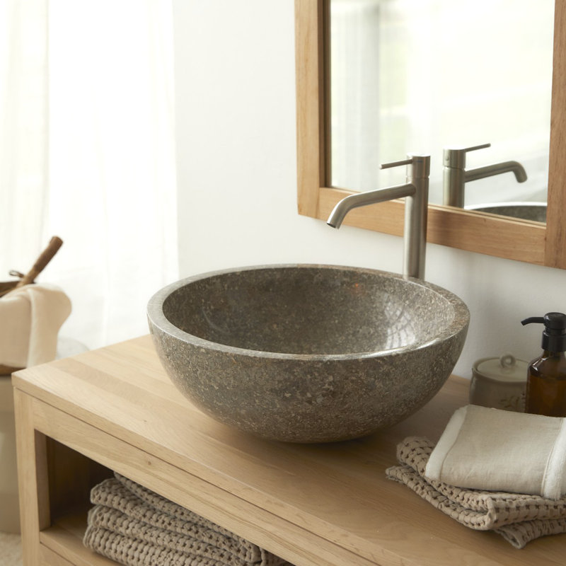 Skins Stone Circular Bathroom Sink, Grey