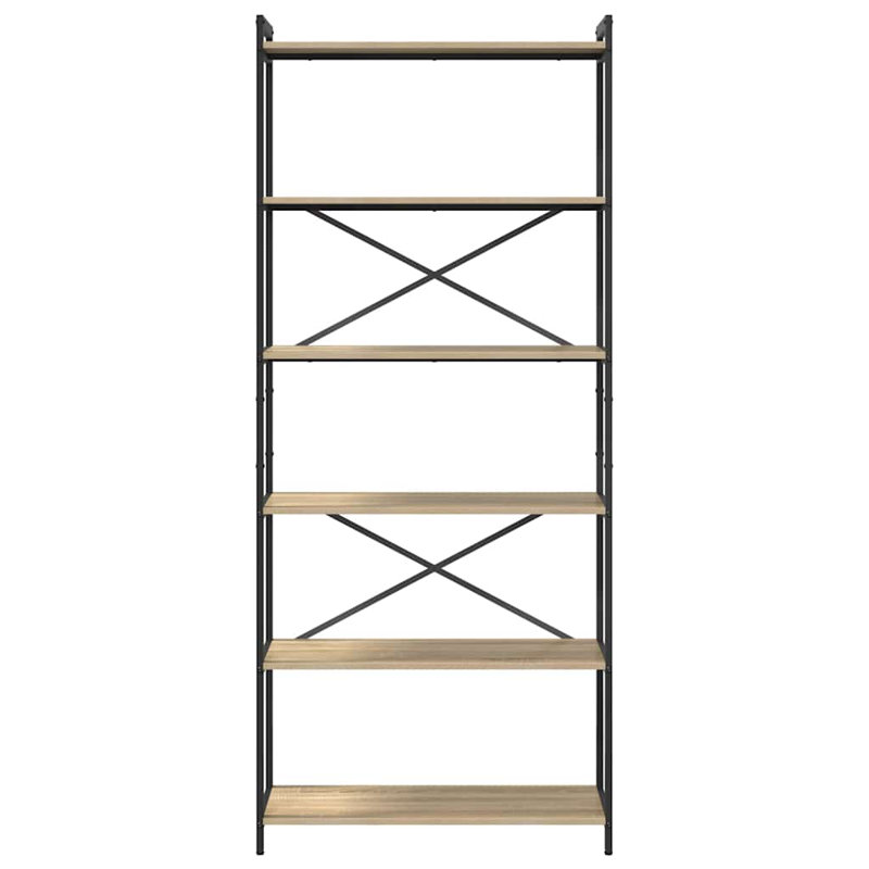 Steel Bookcase, Beige, (5 Shelves) 188cm H x 80cm W x 30cm D