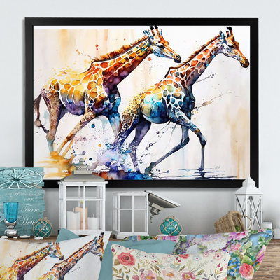 Giraffs Running - Giraffe Canvas Art