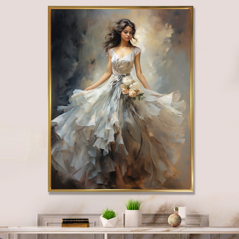 «Dance Ethereal Grace III - Dance», art mural sur toile, H 32 po x l 24 po, Reproduction avec cadre flottant, Doré