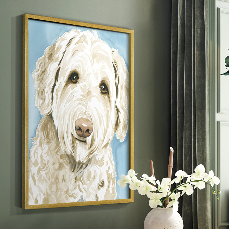 Labradoodle I, reproduction encadrée - bois massif, H 10 po x l 8 po
