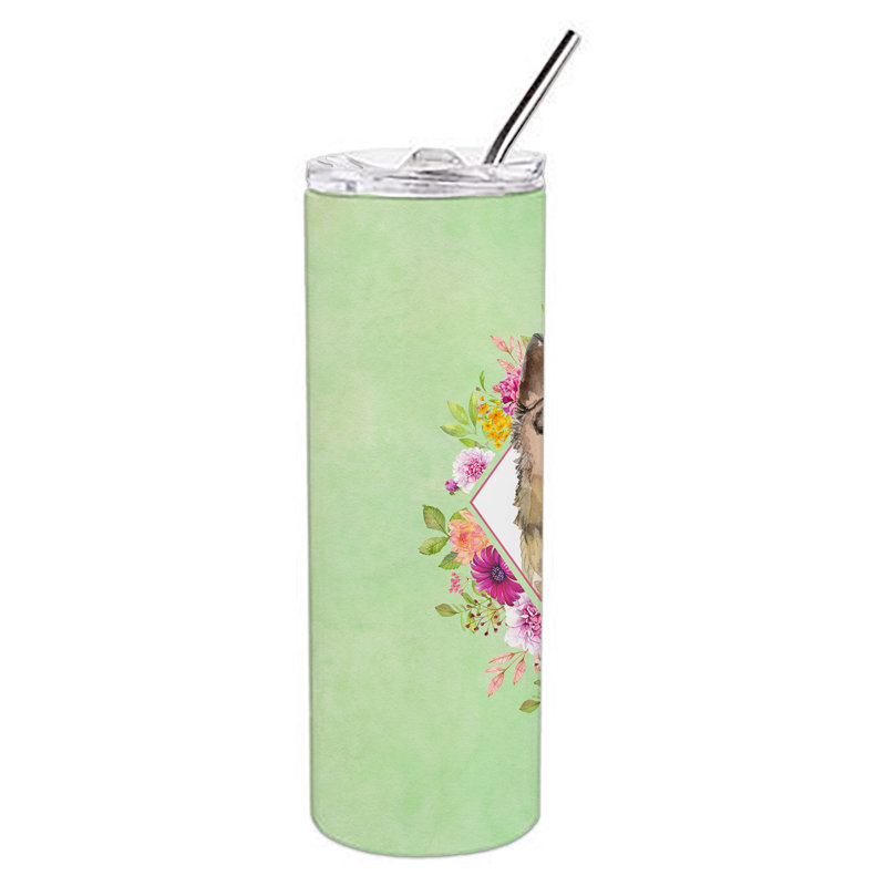 E23BF9F8391D466E9CA4F8DFEBD9A7DB de verre 20 oz à double paroi en acier inoxydable chiot, Berger allemand, Vert