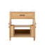 Meuble-lavabo de salle de bain avec lavabo en résine, meuble-lavabo à cadre en bois massif avec tablette réglable, organisateurs de porte d'armoire