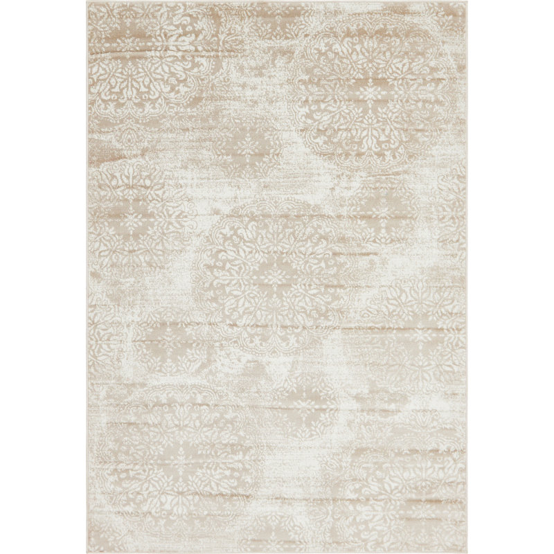 Brandt Floral Area Rug, Rectangle 5'3" x 8', Beige 