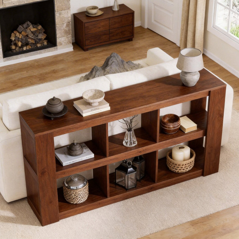 Console de style nordique simple et élégante, H 29,5 po x l 78,7 po x P 11,8 po, Brun, Brun, Brun