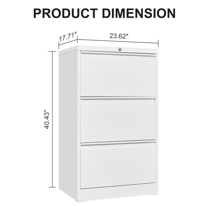 60cm Wide 3 -Drawer File Cabinet, White