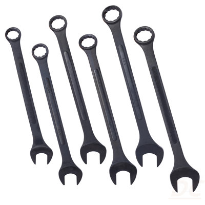 Jumbo Combination Wrench Set Extra Large, SAE, 6-Piece,  1-3/8'' To 2'',Black Oxide, With Pouch