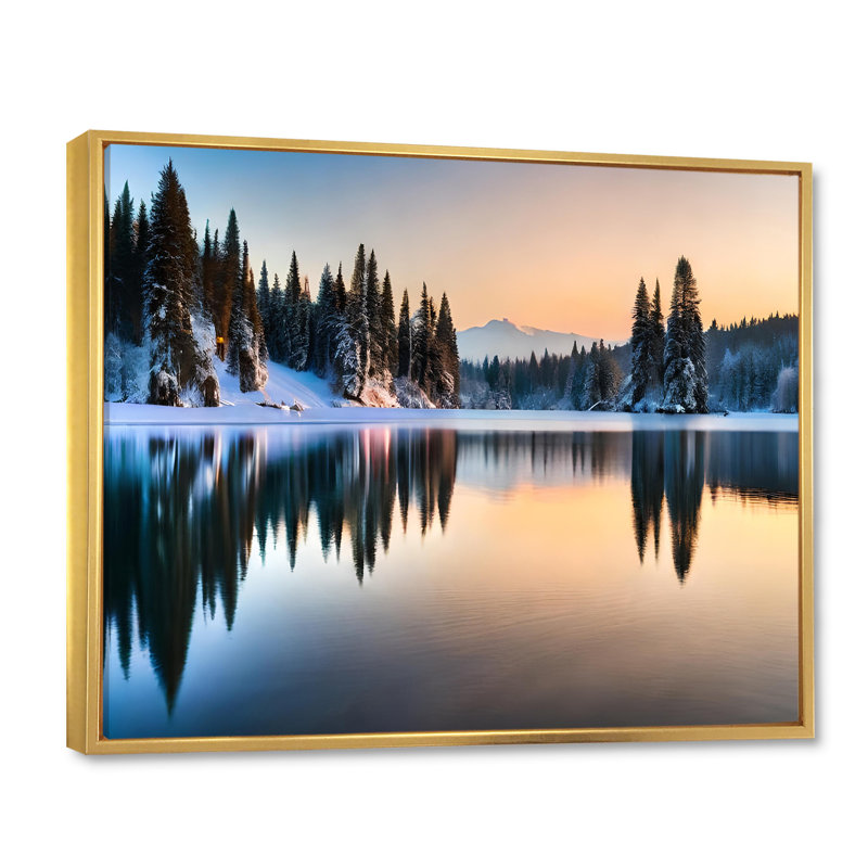 «Winter Alaskan Beauty V» sur toile, Cadre flottant doré, H 12 po x l 20 po x P 1 po