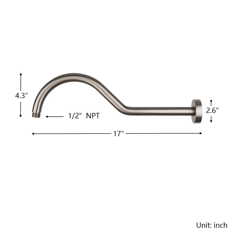 17" Shower Arm with Flange
