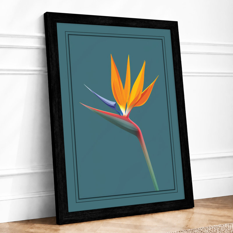 Bird of Paradise Bloom Botanical - Framed Print, A4 - 29.7 x 21.0 cm, Black