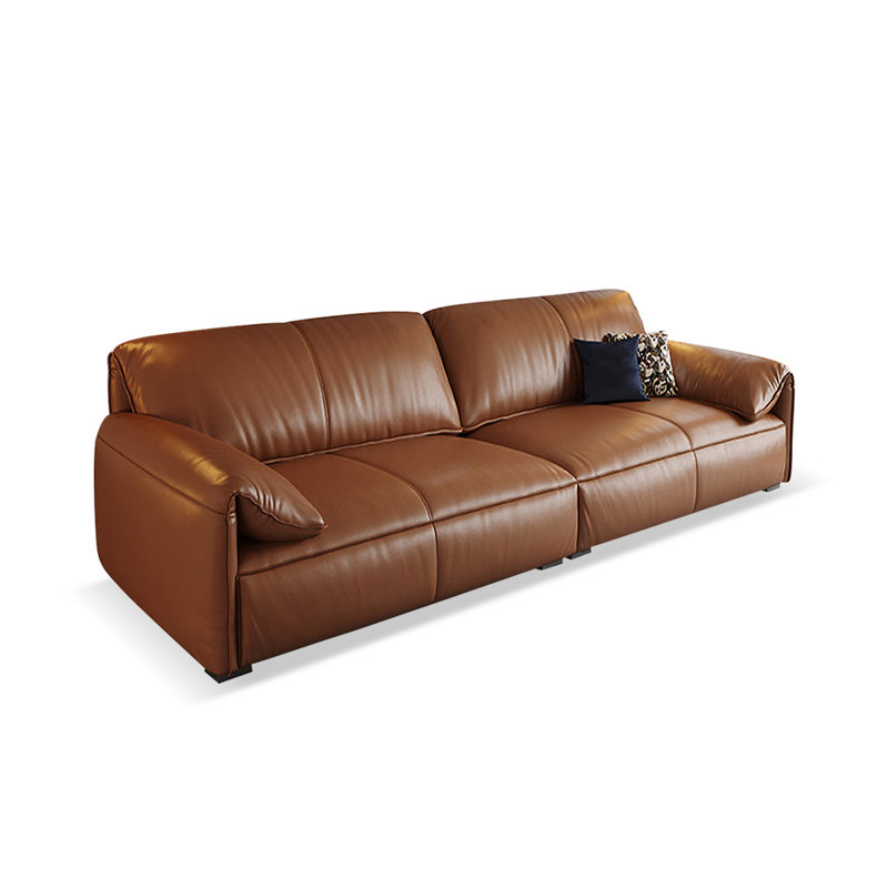 Causeuse-coussin modulaire en cuir véritable brun