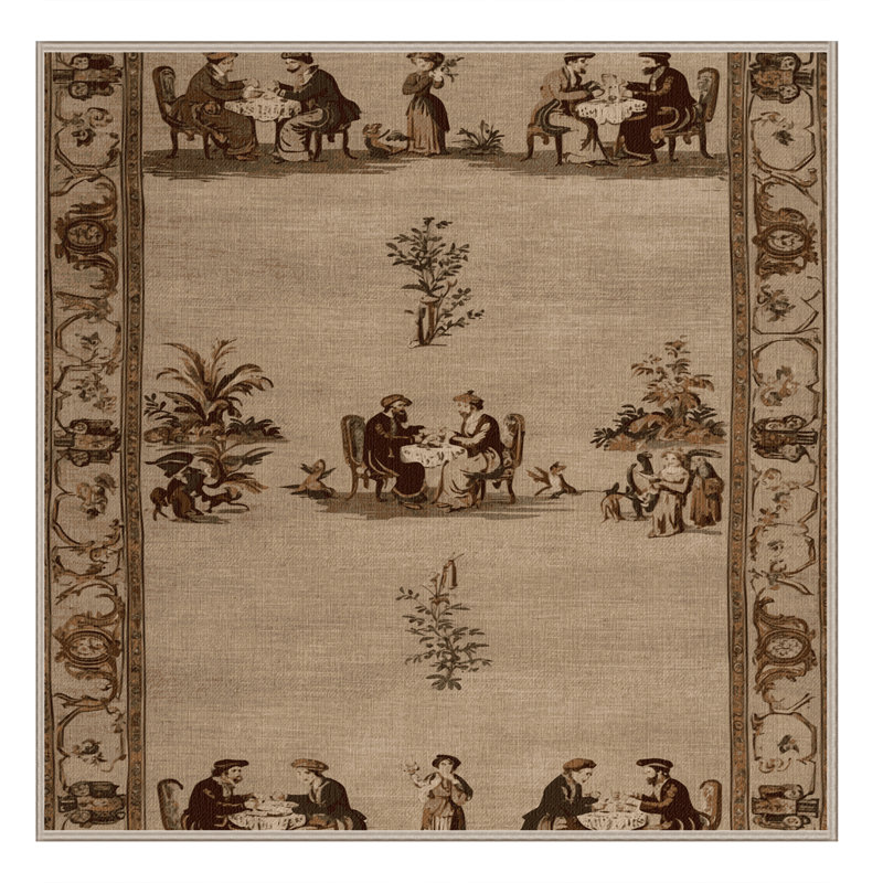 Tapis beige français lavable à la machine, Carré 8 pi