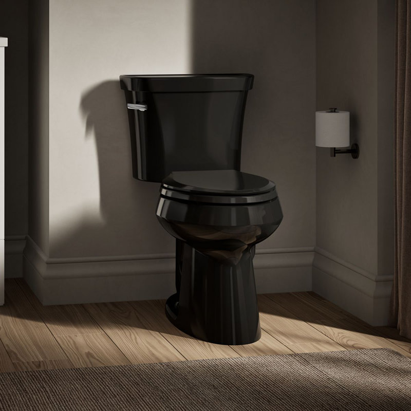 Highline Elongated Two-Piece toilet, Black, No, Left-Hand