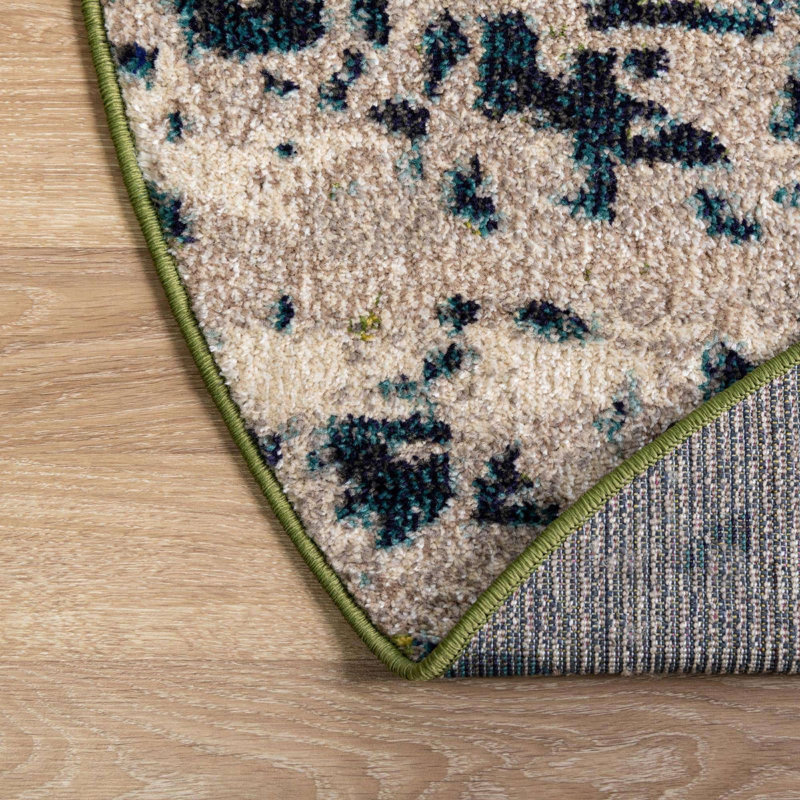 Tapis contemporain Estelle couleur forêt, Rond 4 pi