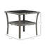 Table basse carrée de patio, verre trempé, gris, rangement, tablette de rangement à cadre en aluminium