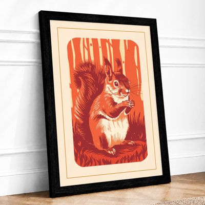 Upright Squirrel Rustic - Framed Print