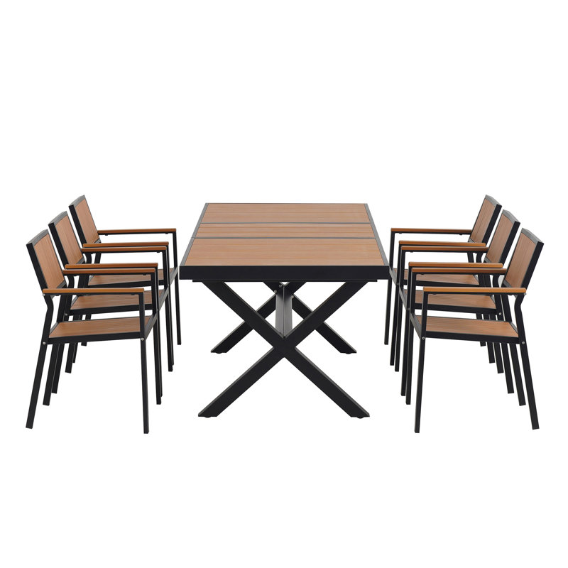 U_Style Experience Outdoor Dining Freedom With A Flexible Set Including Six Chairs And A Table That Extends From 62.9 To 82.6 Inches For Personalized Arrangements
