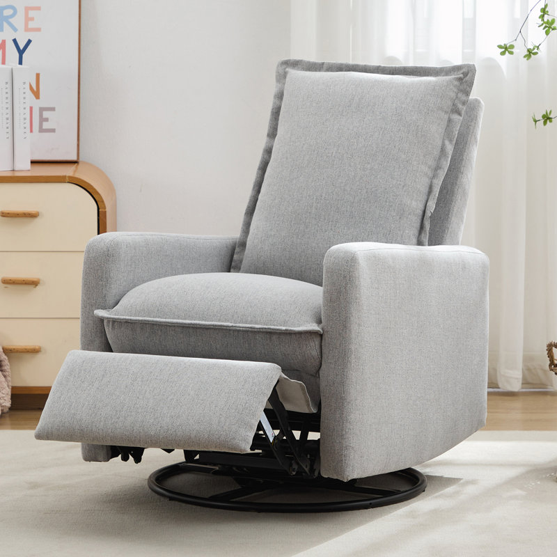 Glider Rocker Recliner, Rocking Chair Nursery, Gray Linen