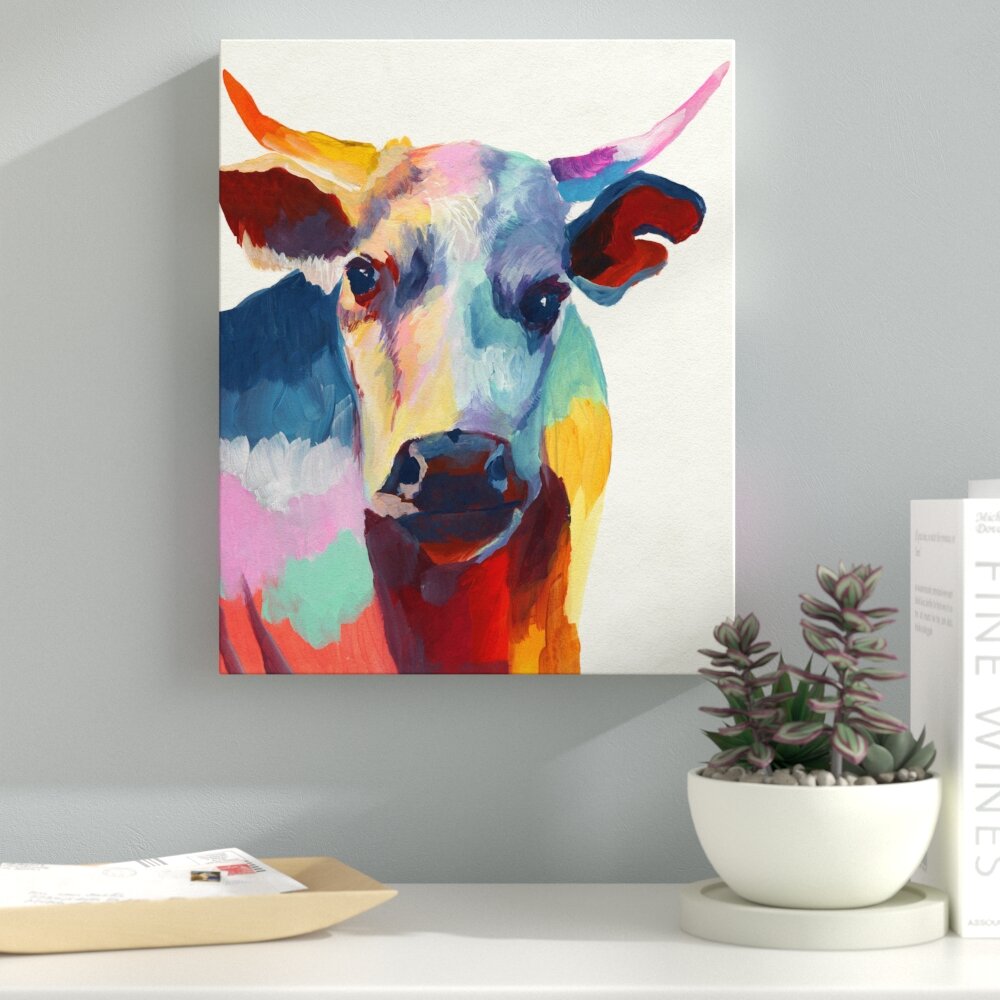 Latitude Run® Cow Wow On Canvas Painting | Wayfair