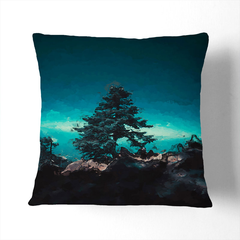 Tree on a Mountain Top Cushion with Filling, 40cm H x 40cm W x 15cm D