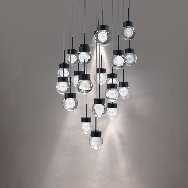 Double Bubble LED Multi-Light Pendant, 1.5" H x 26" W x 26" D, Black, 21