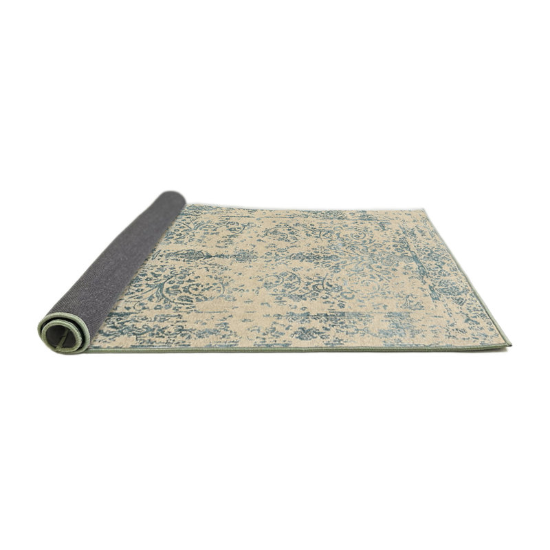 Tapis bleu sarcelle / ivoire Lyon, Carré 5 pi