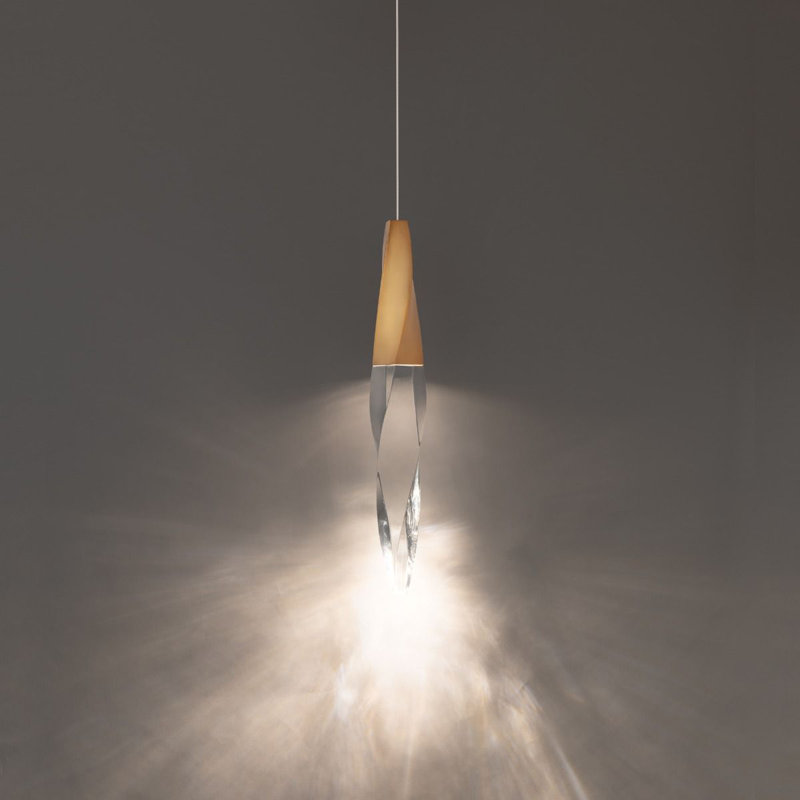 Kindjal 1 - Light LED Unique/Statement Pendant, Aged Brass, 14" H x 2.1" W x 2.1"