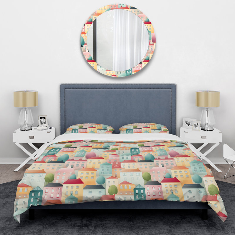 Ensemble de housse de couette couleur pastel doux, Housse de couette simple + 1 taie décorative stan