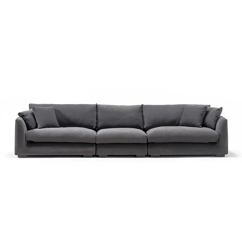 Canapé modulaire à accoudoirs évasés Dekayla, Microfibre/microsuède gris