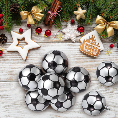 Ensemble de 24 décorations de Noël incassables avec finition scintillante | Ballons de sport décorations des Fêtes pour arbre de Noël, fête, maison et bureau
