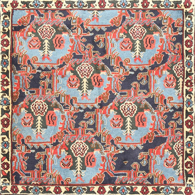 Fabriqué à la machine à partir d’un métier à tisser en laine/polyester brun/bleu Tapis décoratif
