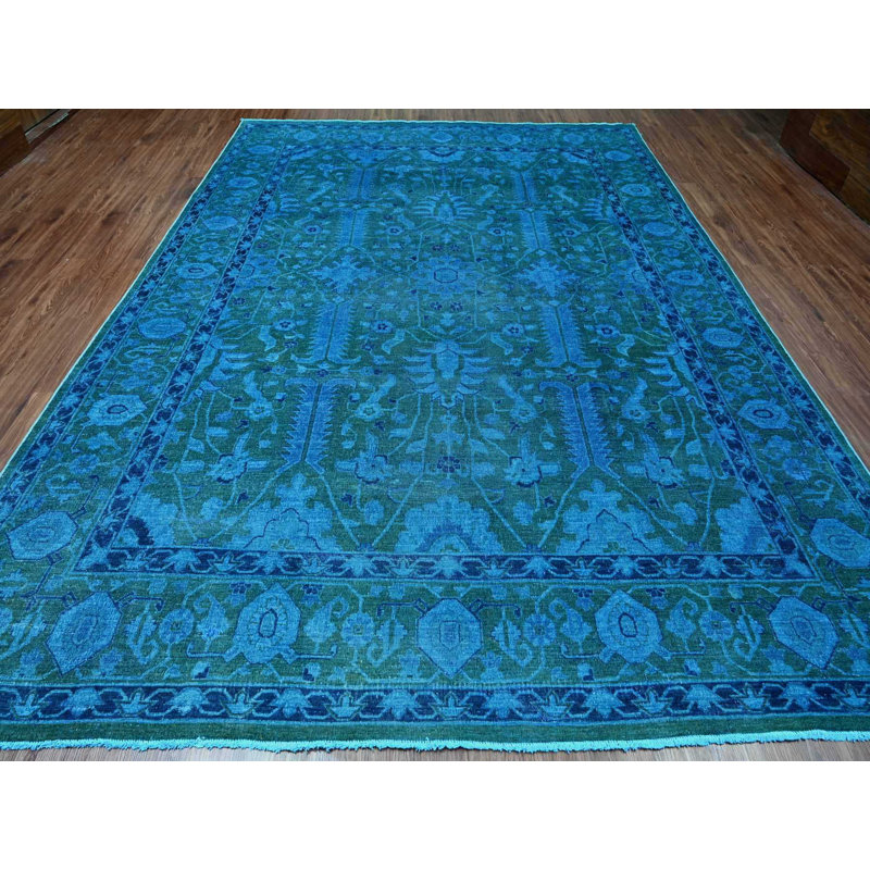 Tapis oriental rectangulaire en laine noué à la main 9 pi 4 po x 12 pi 9 po - MOA10220373