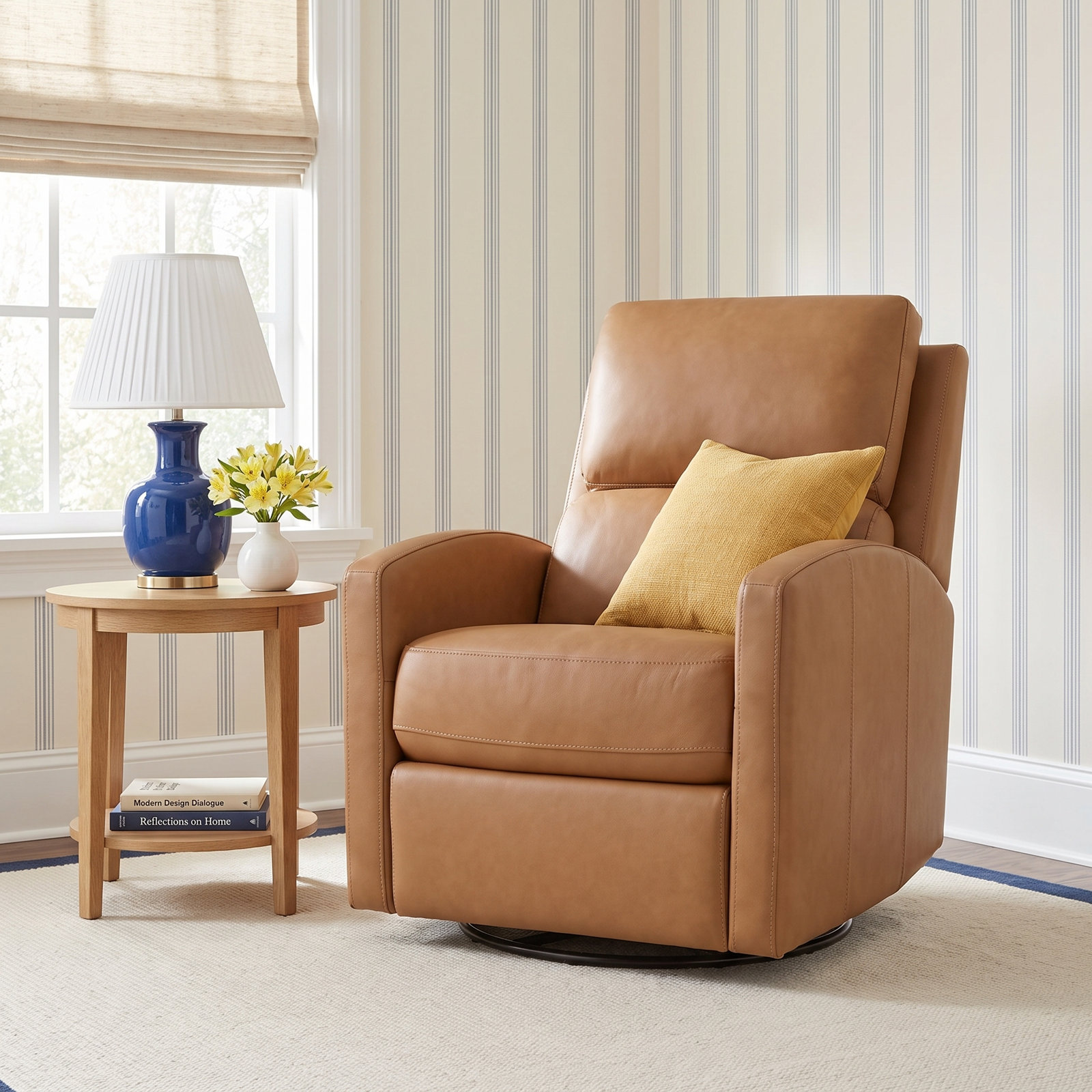 Genuine Leather Swivel Power Recliner
