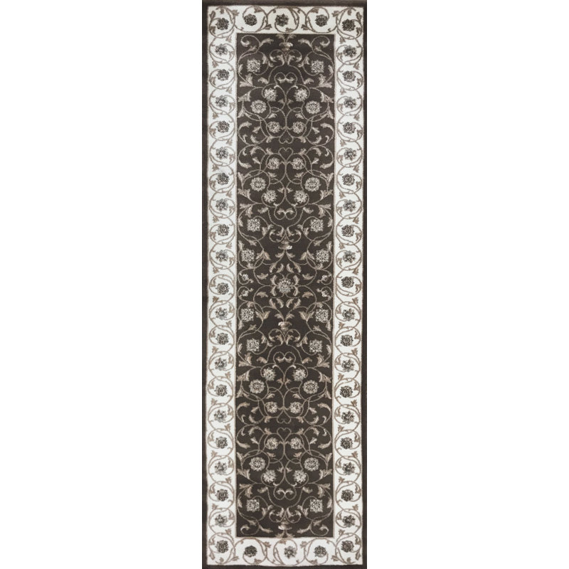 Tapis brun / ivoire Pisa, Tapis de couloir 2 pi 2 po x 7 pi 7 po