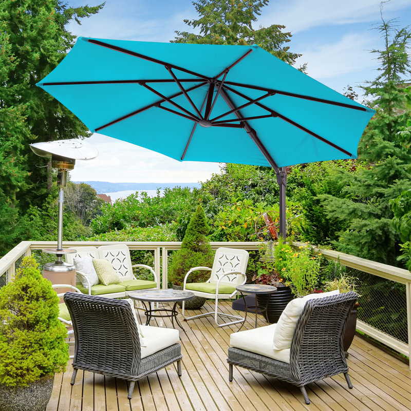 Parasol en porte-à-faux 11 pi Daljeet, Turquoise
