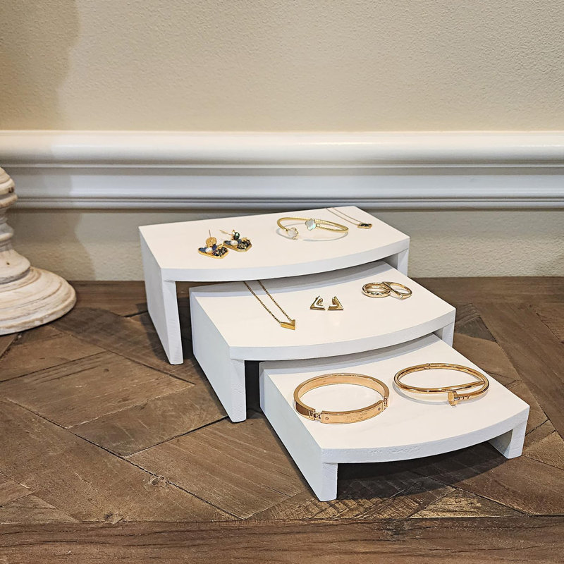 Présentoir à bijoux en bois 3 pièces, Blanc