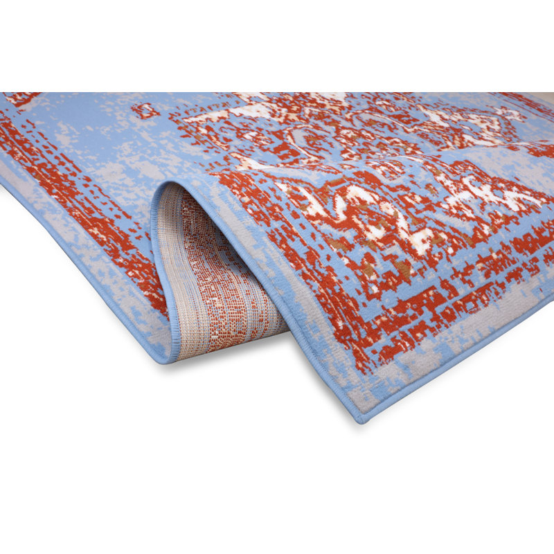 Tapis oriental bleu / rouge, Rectangle 2 pi x 4 pi