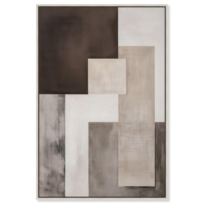 «Quiet Geometric II» par Art Remedy, H 55 po x l 37 po, Cadre argenté