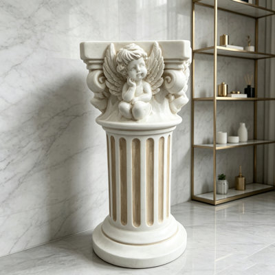 11.81" Vintage Angel Roman Column Pedestal, Resin Decorative Display Stand for Plants, Statues & Home Décor