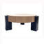 Table basse ronde en bois avec rangement caché, 33 pouces, bois naturel et noir mat, plateau de parquet Wabi-Sabi moderne, base à trois pieds-129873503