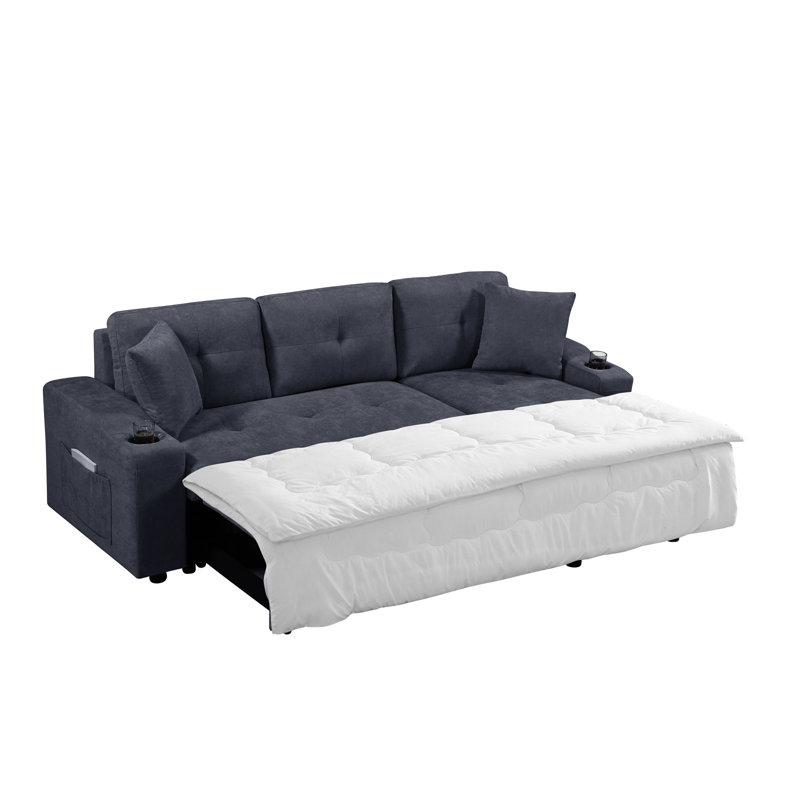 Canapé-lit modulaire rembourré avec espace de rangement, idéal pour les salons et les appartements., Tissu gris foncé